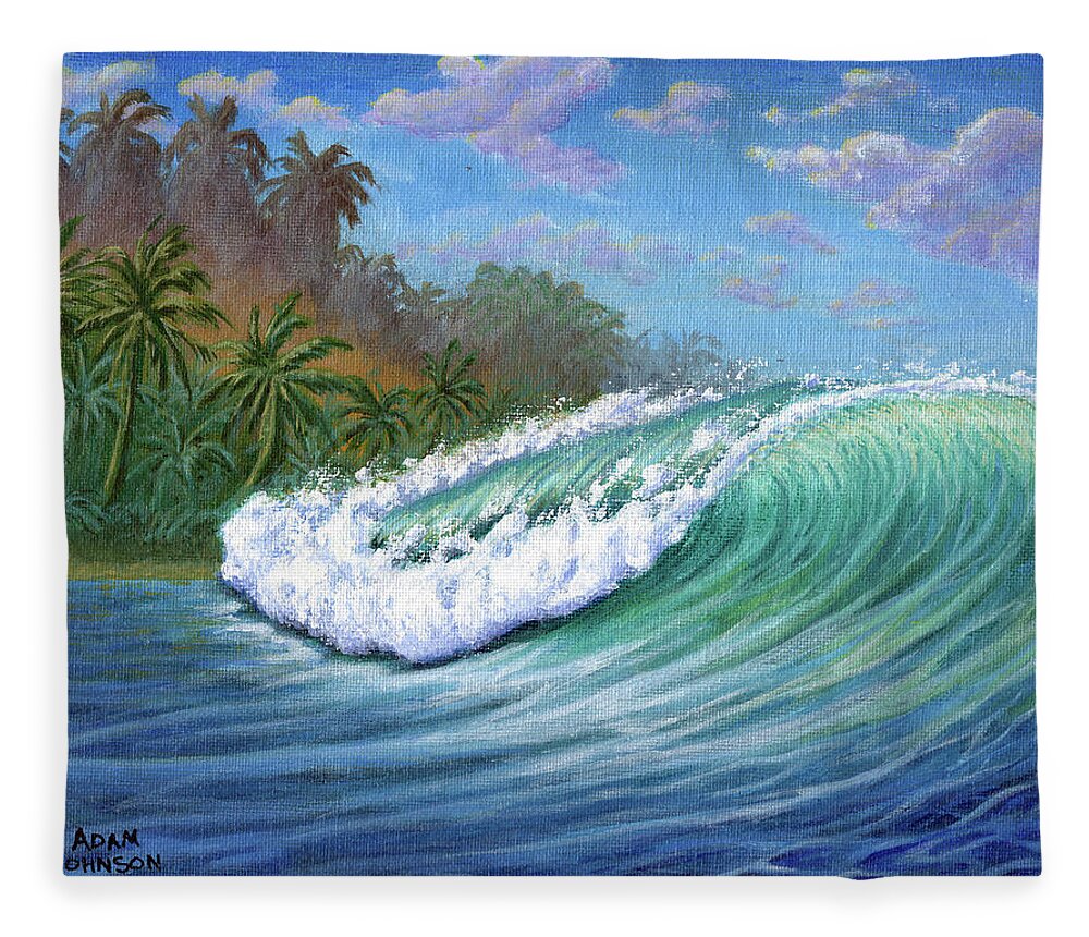 Wave Fleece Blanket featuring the painting He'e Nalu by Adam Johnson