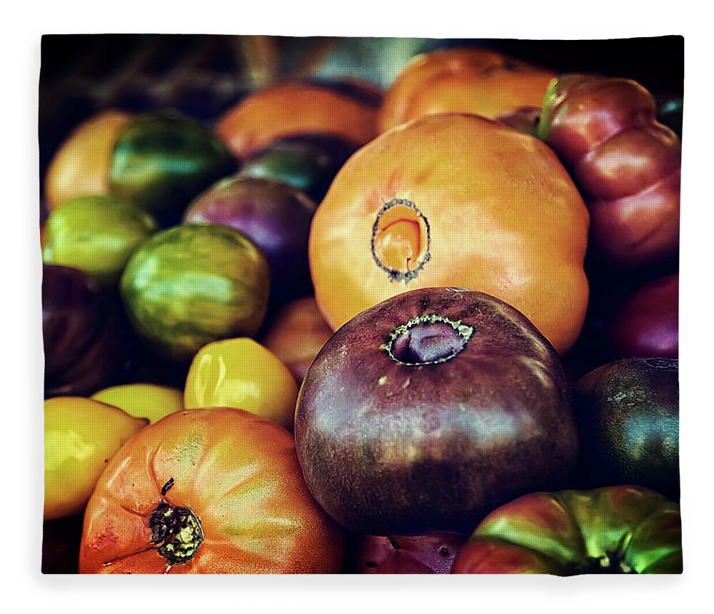 Fruit Fleece Blanket featuring the photograph Heirloom Tomatoes at the Farmers Market by Scott Norris