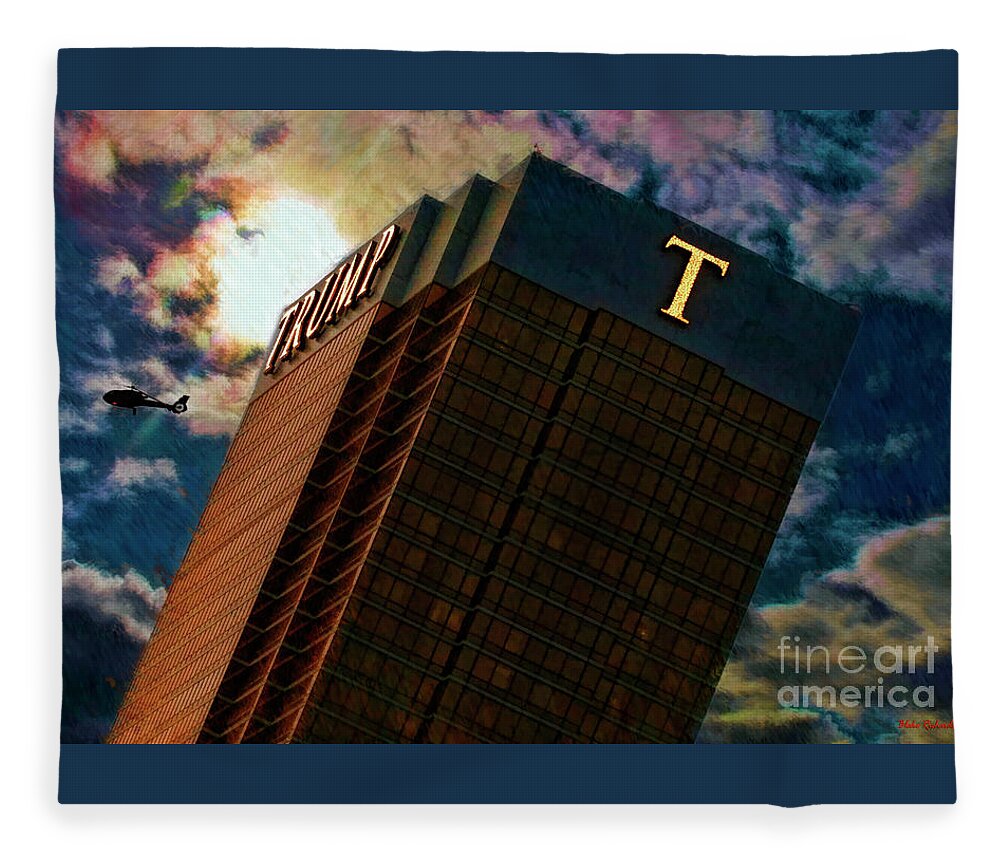  Fleece Blanket featuring the photograph Helicopter leaving Trump by Blake Richards