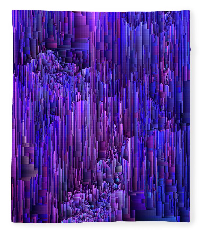 Glitch Fleece Blanket featuring the digital art Hidden Cave - Abstract Pixel Art by Jennifer Walsh