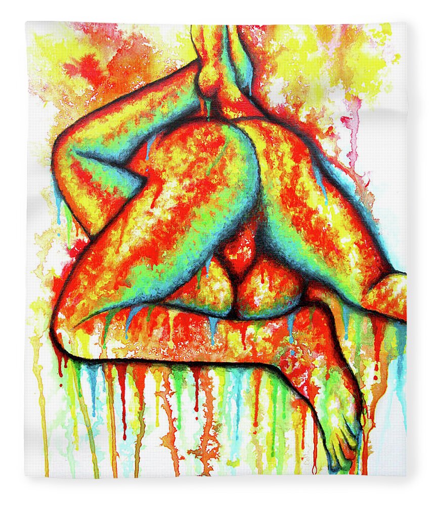 Holy Fuck - Erotic Art Illustration Nude Sex Sexual Love Lovers Relationship Couple Mature Fleece Blanket by Nymphainna AB