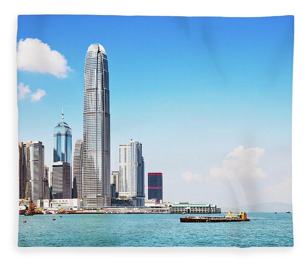Chinese Culture Fleece Blanket featuring the photograph Hong Kong Skyline by Tomml