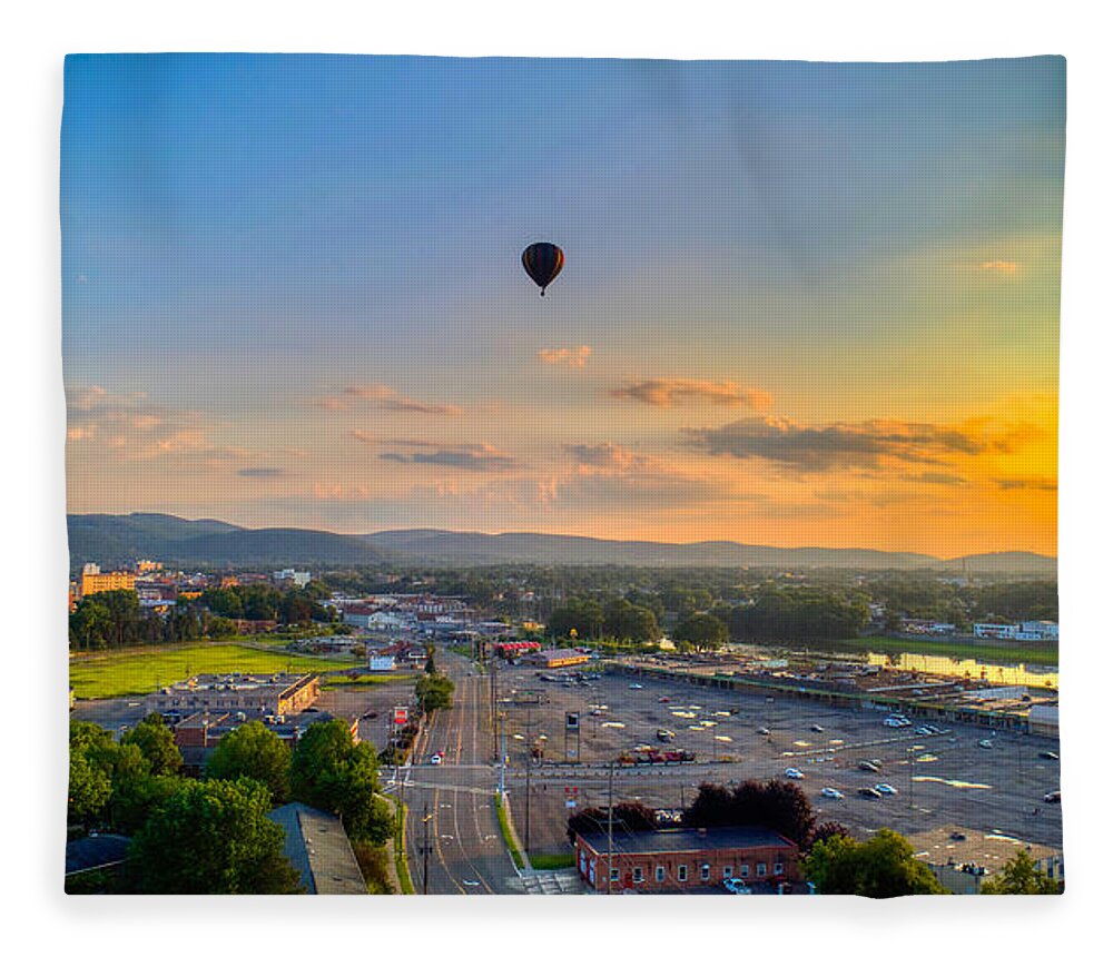 New York Fleece Blanket featuring the photograph Hot Air Ballon Sunset by Anthony Giammarino