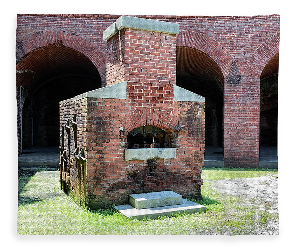Fort Massachusetts Fleece Blanket featuring the photograph Hot Shot Furnace by Susan Rissi Tregoning