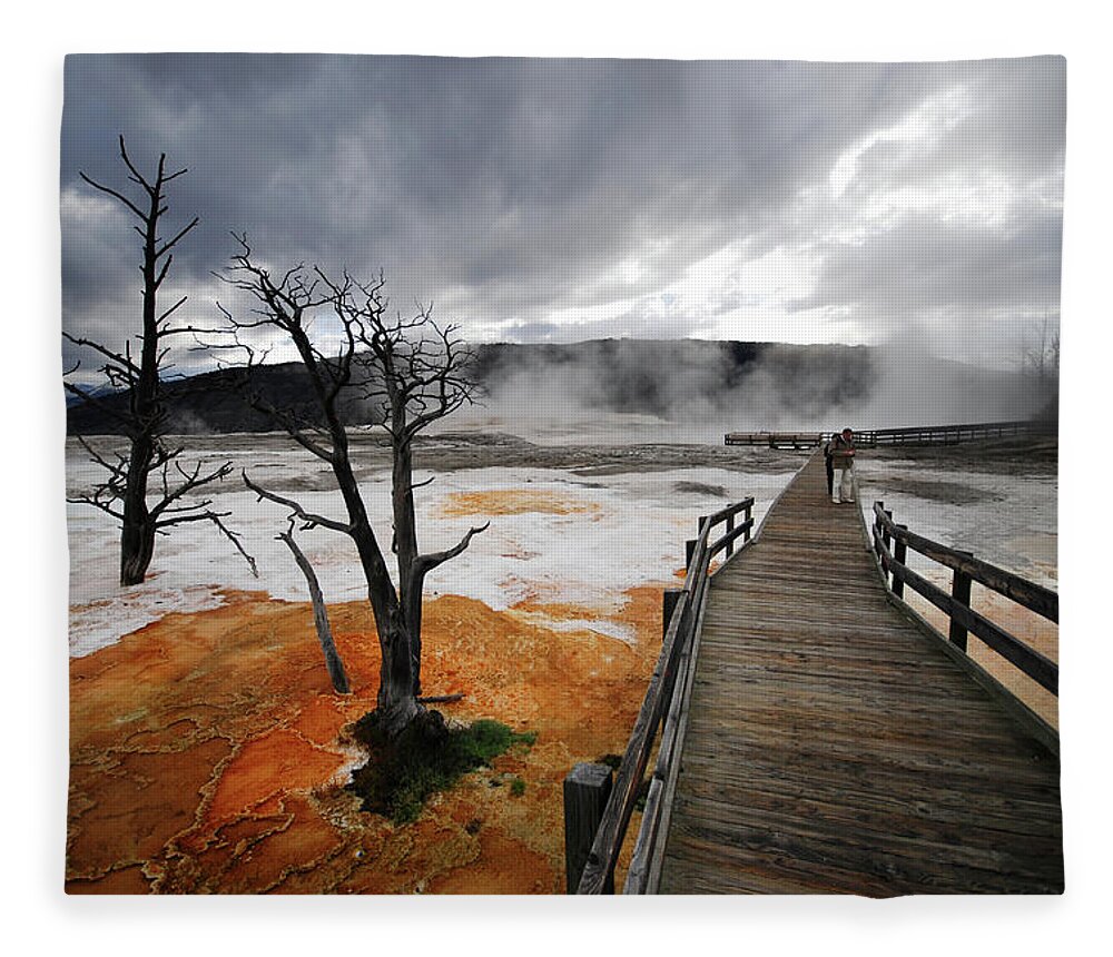 Geology Fleece Blanket featuring the photograph Hot Spring Terrace by Piriya Photography