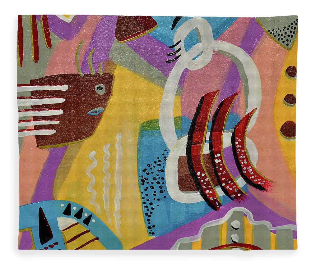 Bold Abstract Fleece Blanket featuring the painting I Want Brownies by Donna Blackhall