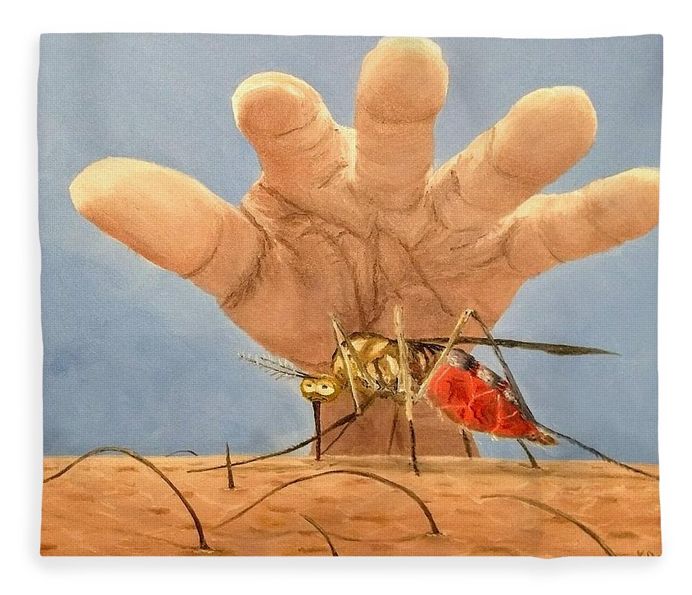 Mosquito Fleece Blanket featuring the painting Ignorance is Bliss by Kevin Daly