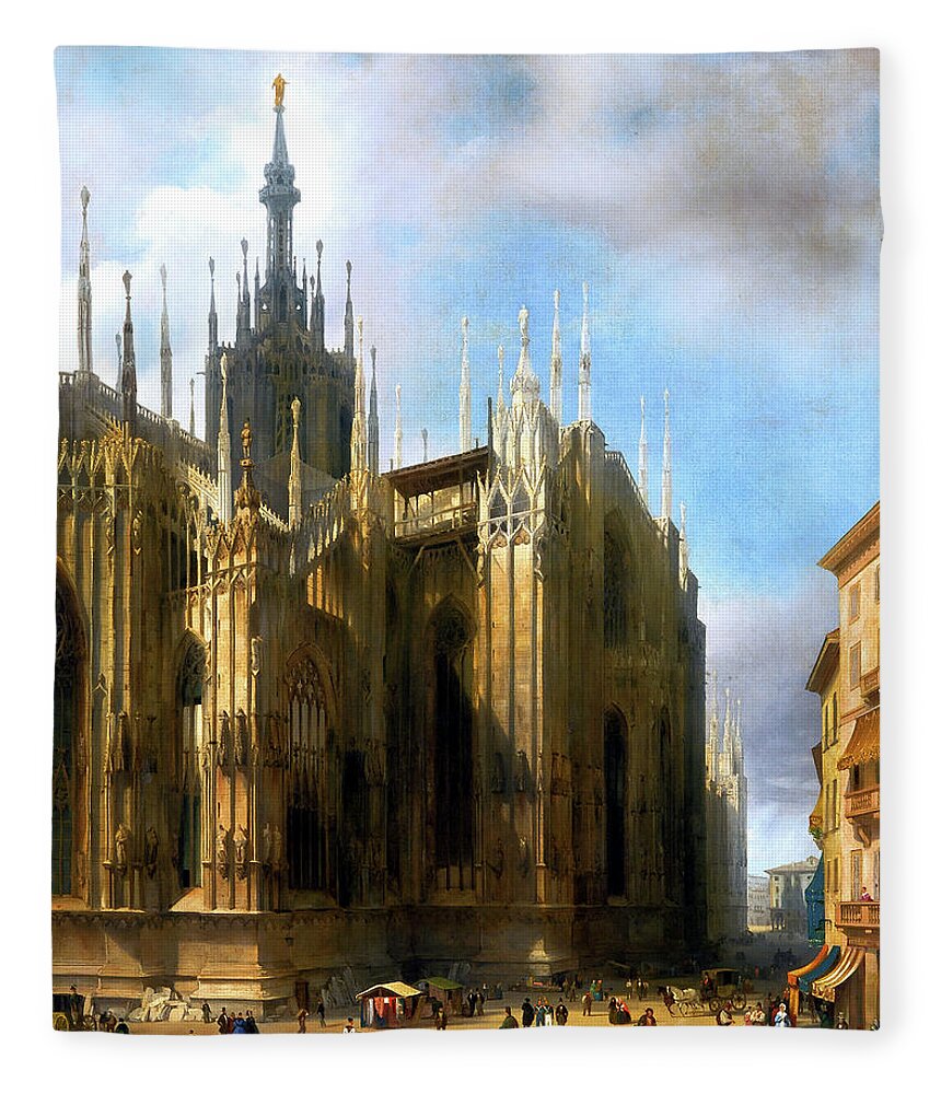 Il Duomo Dalla Corsia Dei Servi Fleece Blanket featuring the painting Il Duomo Dalla Corsia Dei Servi by Rolando Burbon