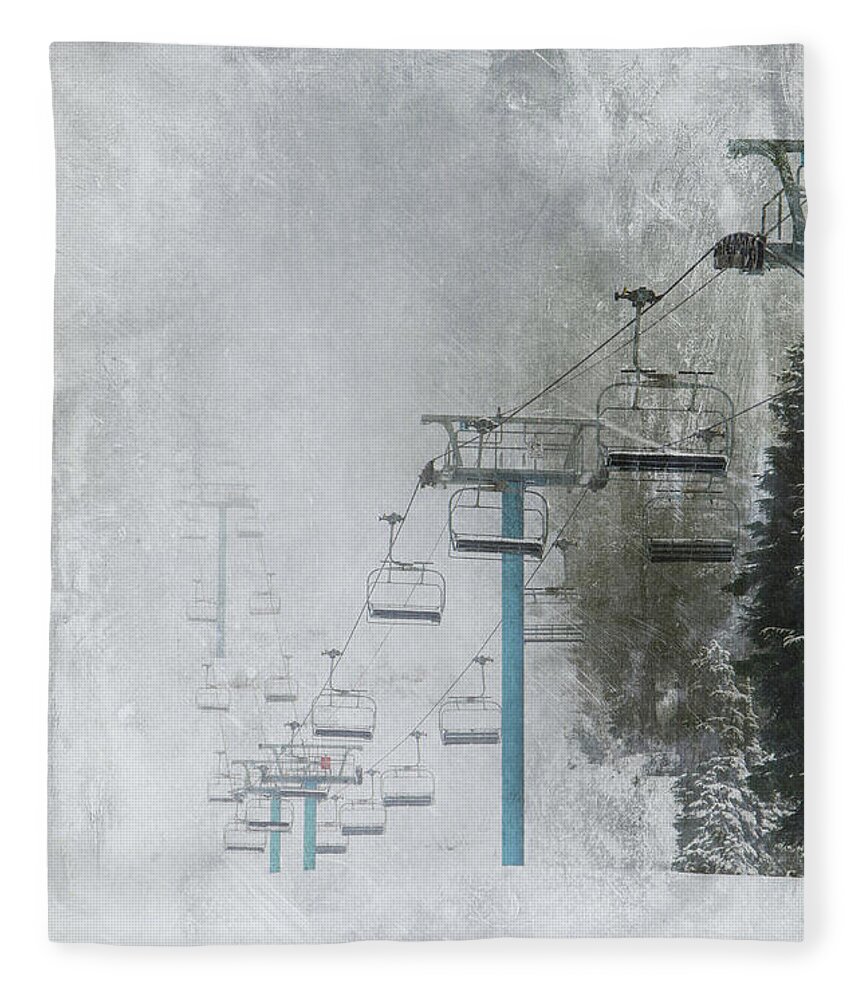 Ski Lift Fleece Blanket featuring the photograph In Anticipation by Marilyn Wilson