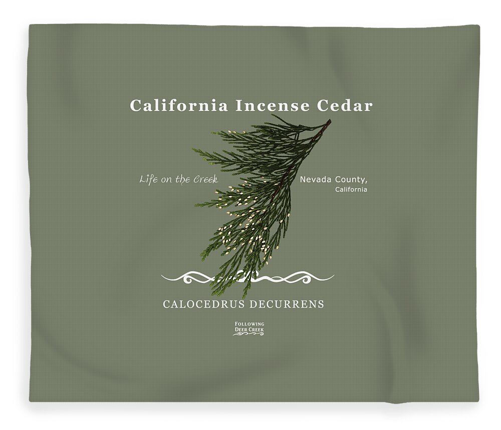 California Incense Cedar Is Native To Western North America. This Art Piece Was Created As Part Of A Blog Post Fleece Blanket featuring the digital art Incense Cedar - white text by Lisa Redfern