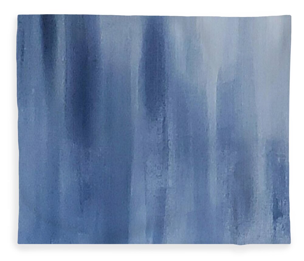 Blue Fleece Blanket featuring the painting Indigo Wildling- texture C by Alexis King-Glandon