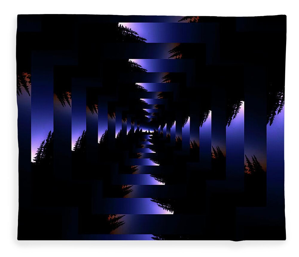 Tree Fleece Blanket featuring the digital art Infinity Tunnel Tree Silhouette Sunrise by Pelo Blanco Photo