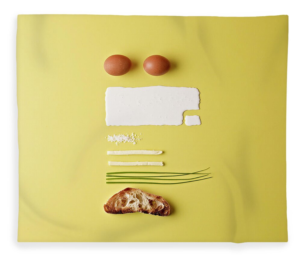Breakfast Fleece Blanket featuring the photograph Ingredients For Scrambled Eggs by Mark Lund