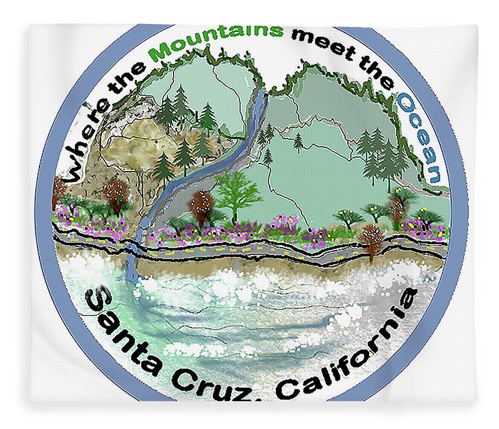 Santa Cruz Mountains Fleece Blanket featuring the mixed media Intersection by Ruth Dailey