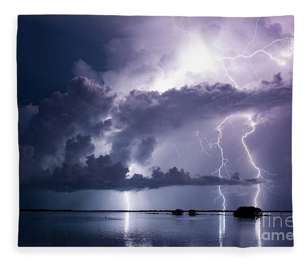 Lightning Fleece Blanket featuring the photograph Into the Blue by Quinn Sedam