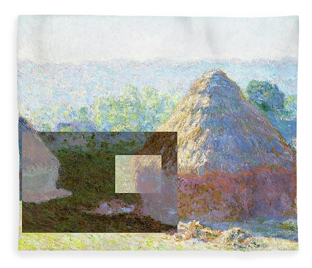 Abstract In The Living Room Fleece Blanket featuring the digital art Inv Blend 9 Monet by David Bridburg