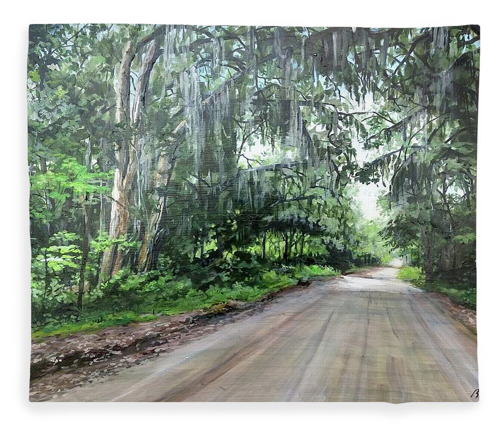 Country Road Fleece Blanket featuring the painting Island Road by William Brody