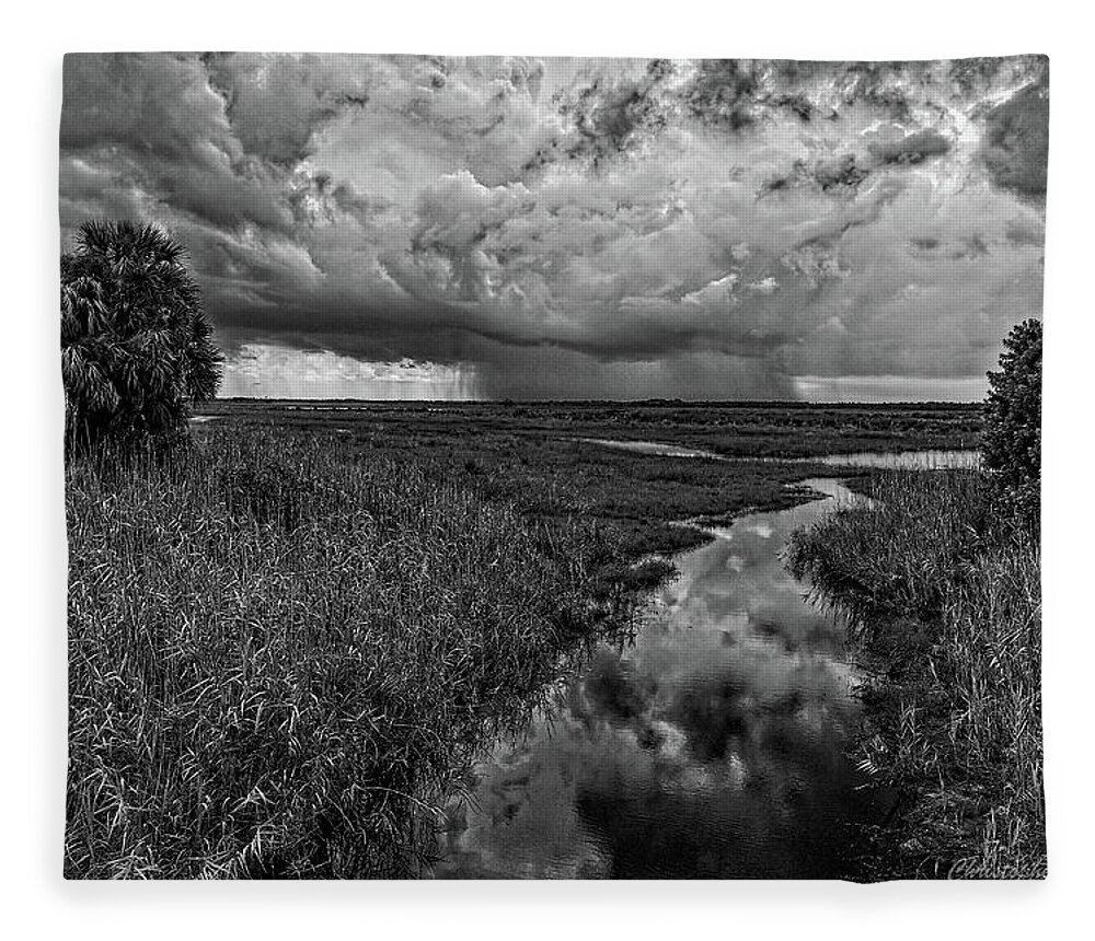 Monochrome Fleece Blanket featuring the photograph Isolated Shower - BW by Christopher Holmes