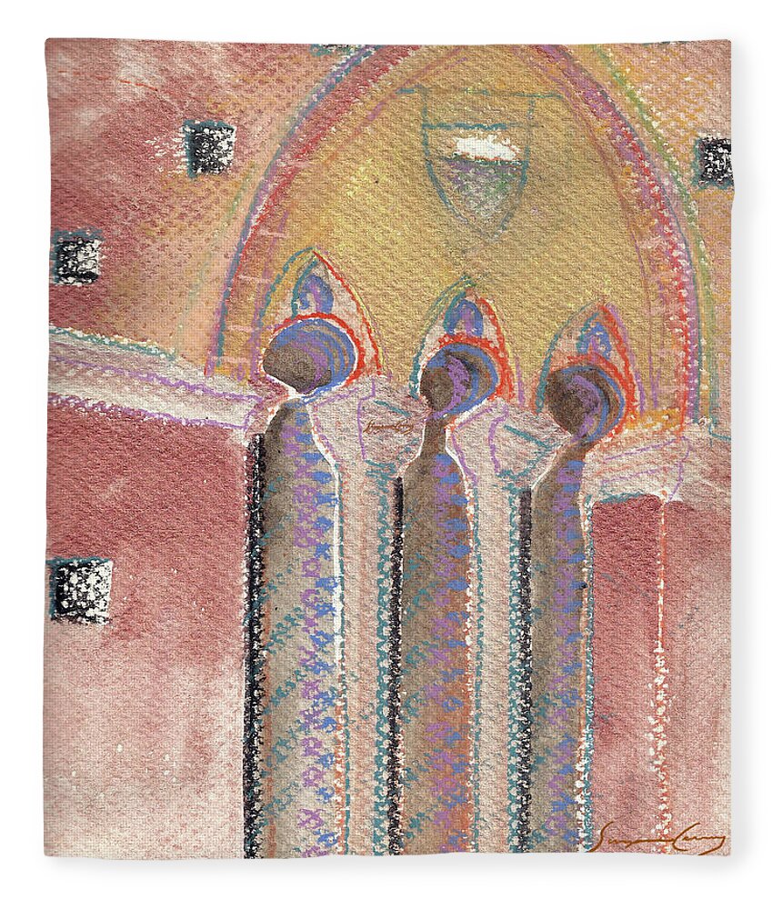Watercolor Fleece Blanket featuring the painting Italian Arch by Suzanne Giuriati Cerny
