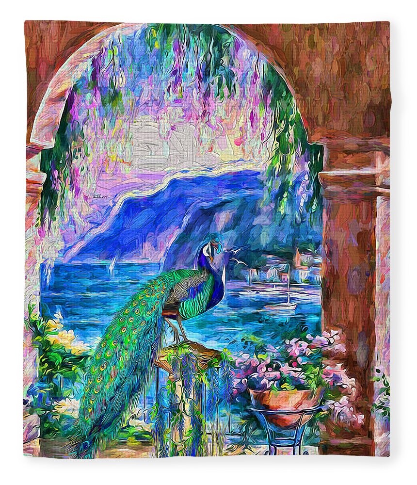 Paint Fleece Blanket featuring the painting Italian coast 4 by Nenad Vasic