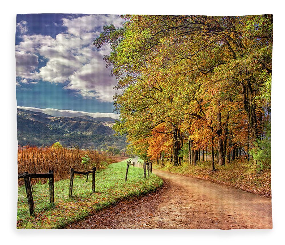 Cades Cove Fleece Blanket featuring the photograph It's Finally Fall by Marcy Wielfaert