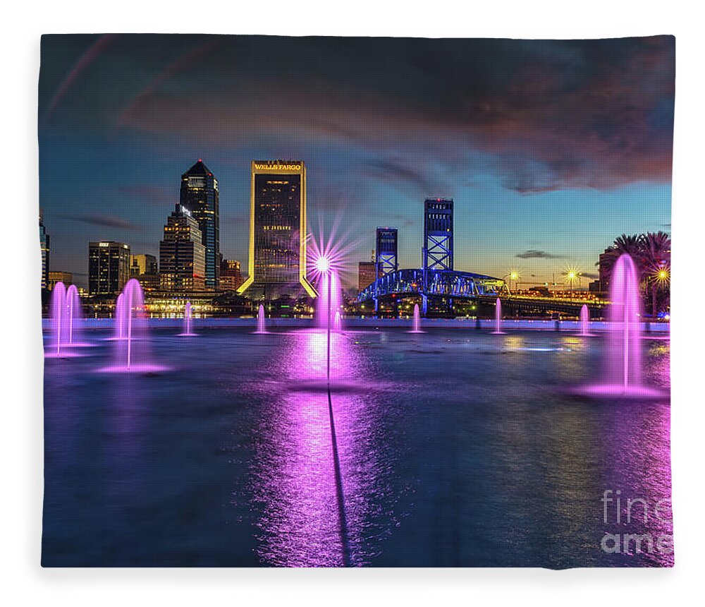 Sunrise Fleece Blanket featuring the photograph JAX Pre-Dawn Beauty by DB Hayes