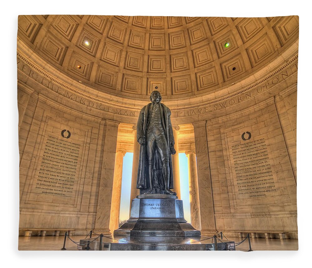 Ceiling Fleece Blanket featuring the photograph Jefferson Memorial Hdr by Matthew T. Carroll