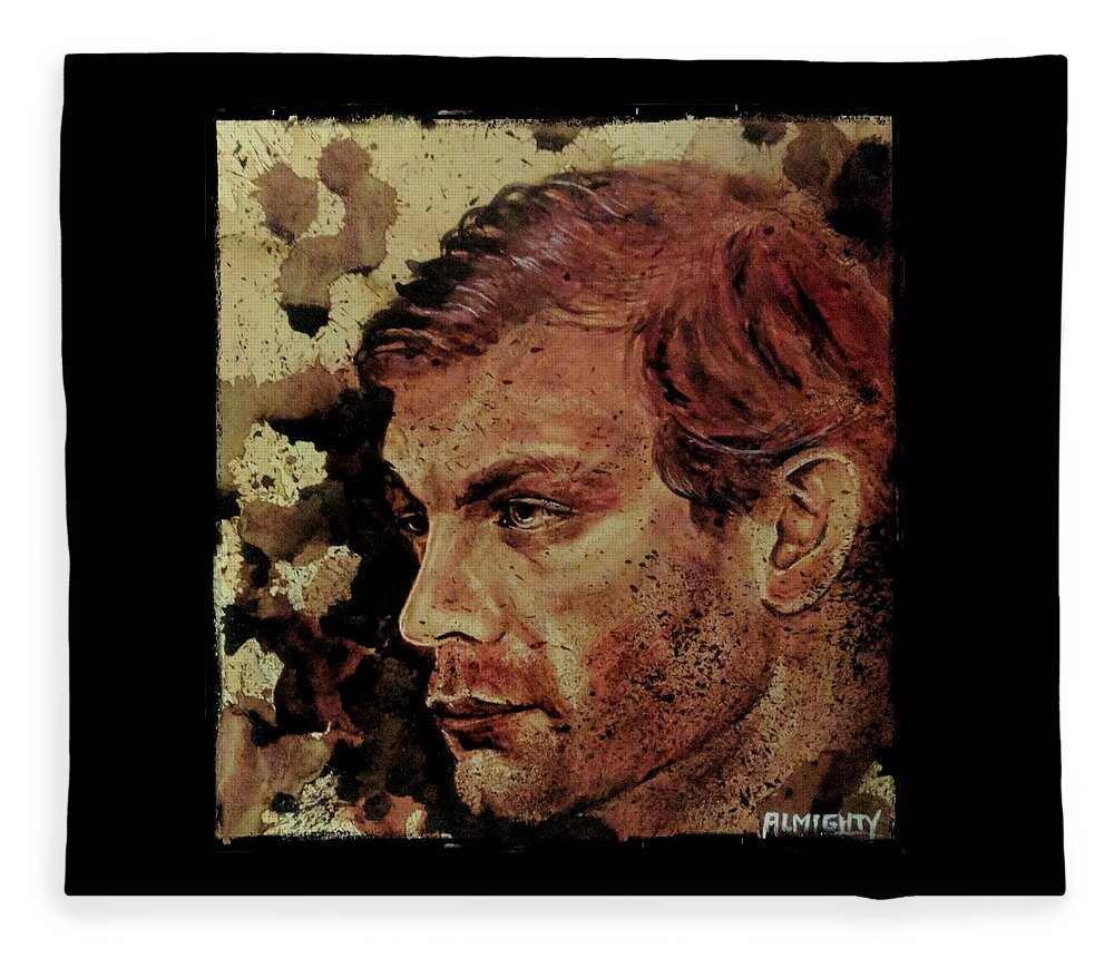 Ryan Almighty Fleece Blanket featuring the painting Jeffrey Dahmer by Ryan Almighty