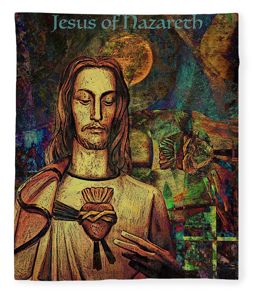 Jesus Of Nazareth Fleece Blanket featuring the digital art Jesus of Nazareth by Sandra Selle Rodriguez