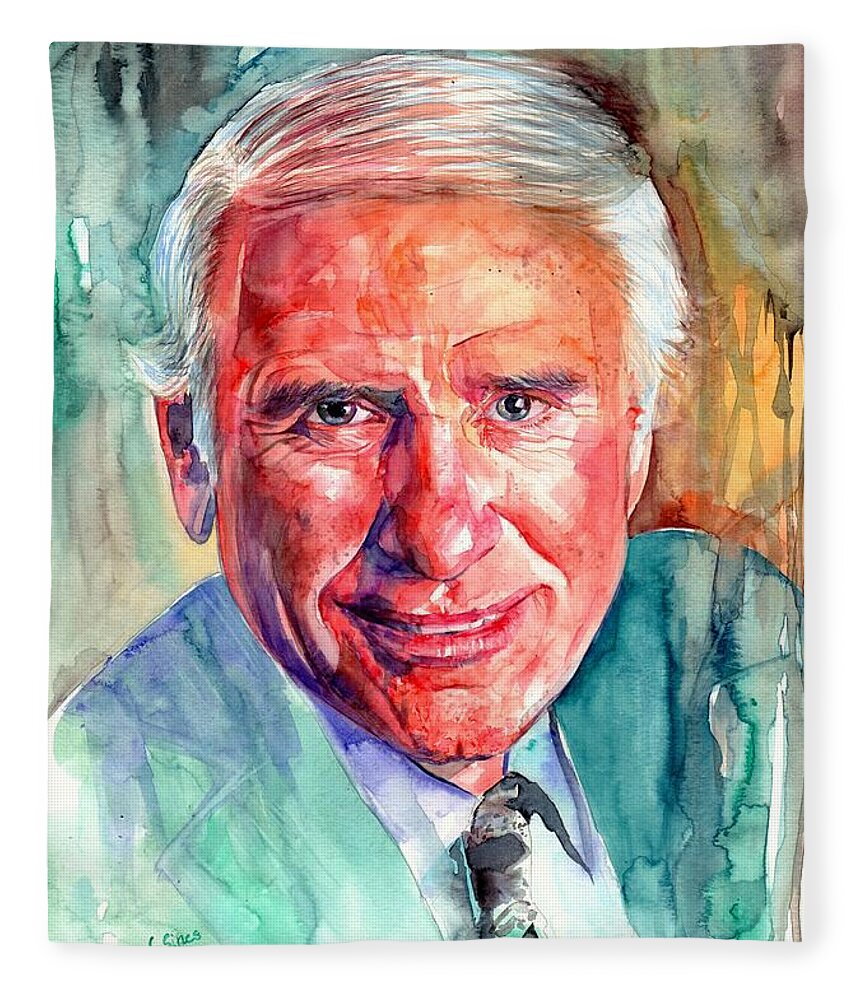Jim Rohn Fleece Blanket featuring the painting Jim Rohn Portrait by Suzann Sines