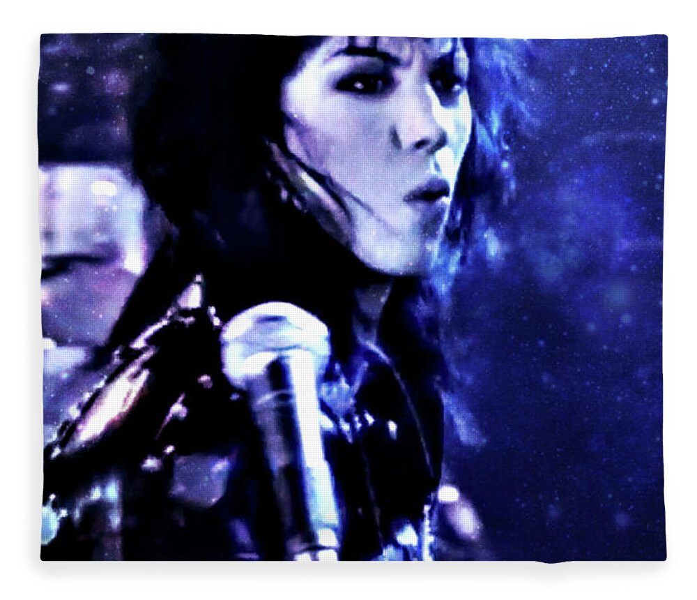 Joan Jett Fleece Blanket featuring the painting Joan Jett by Cyryn Fyrcyd