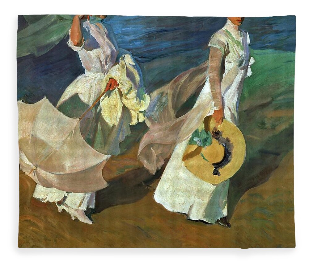 Labe kleding Selectiekader Joaquin Sorolla / 'Walk on the Beach', 1909, Oil on canvas, 205 x 200 cm.  Fleece Blanket by Joaquin Sorolla -1863-1923- - Pixels