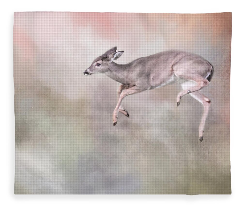 Deer Fleece Blanket featuring the photograph Joyful Little Fawn 3 by Jai Johnson