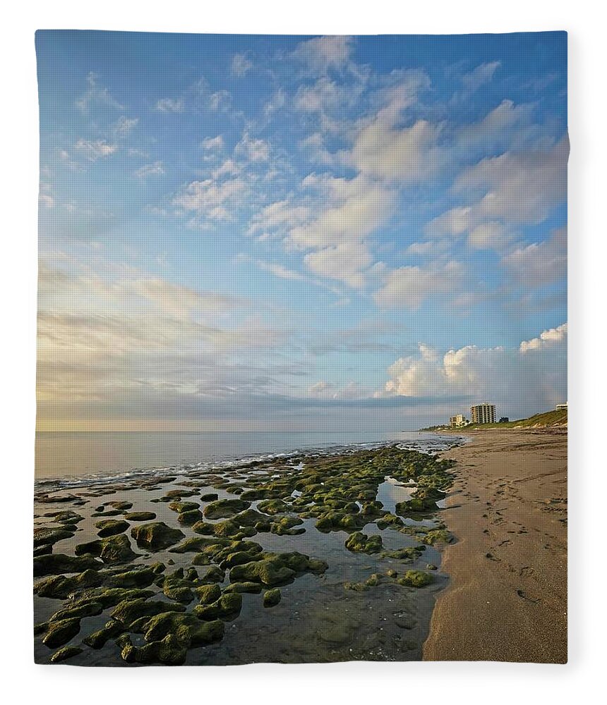Beach Fleece Blanket featuring the photograph Jupiter Island Shoreline by Steve DaPonte