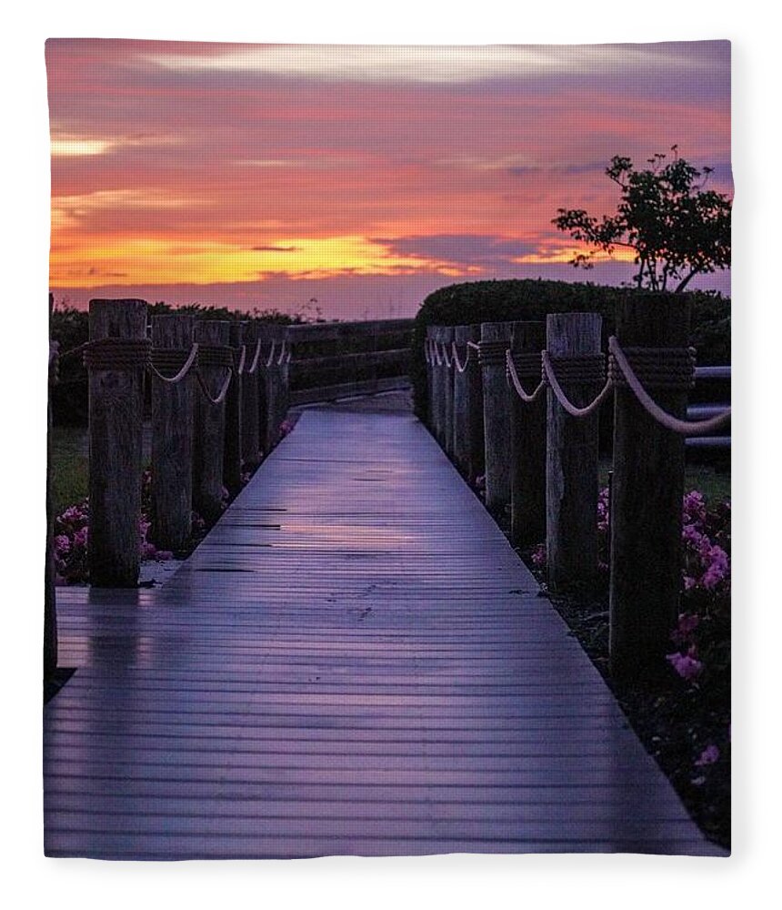 Walkway Fleece Blanket featuring the photograph Just Another Day in Paradise by Susan Rydberg
