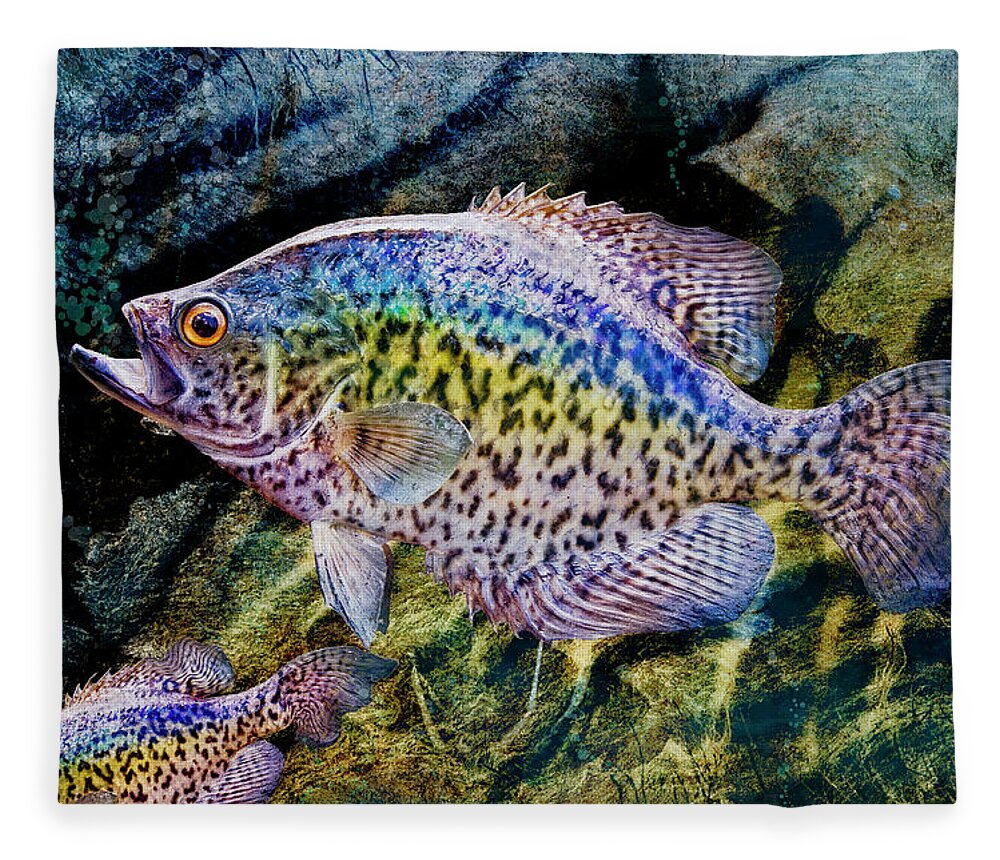 Fish Fleece Blanket featuring the digital art Just Fishing Around by Sandra Selle Rodriguez