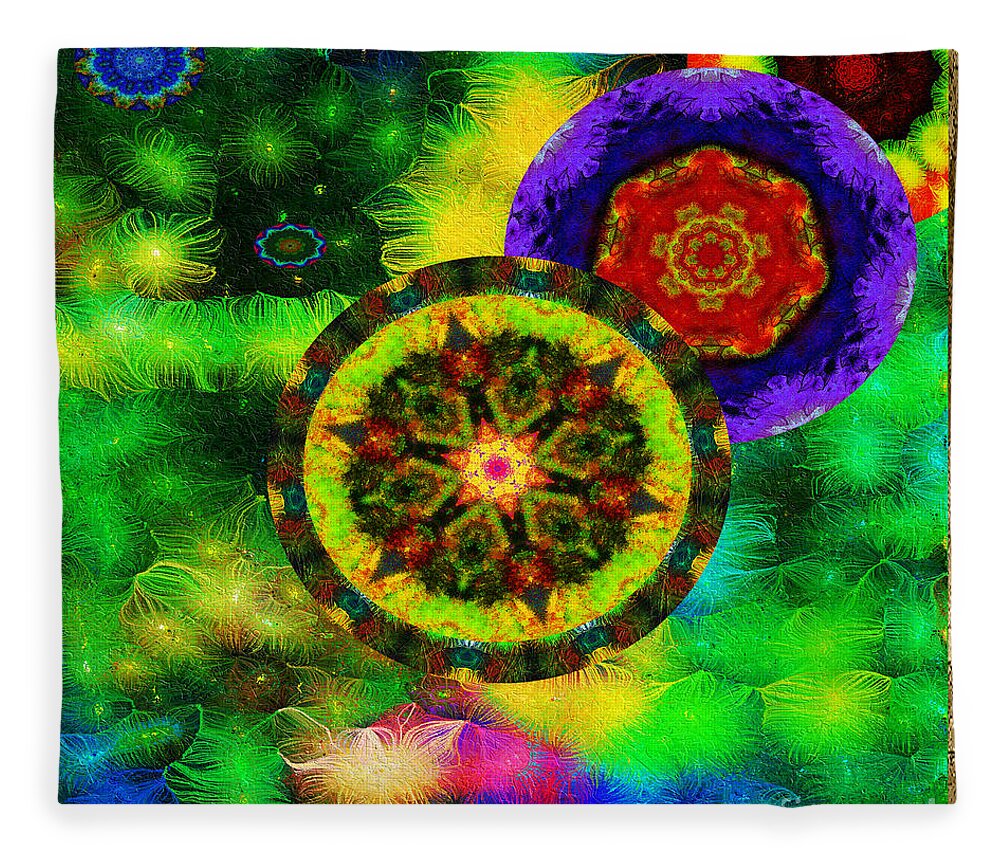 Moon Fleece Blanket featuring the mixed media Kaleidoscope Moon for Children Gone to Soon Number - 3 Intensified by Aberjhani