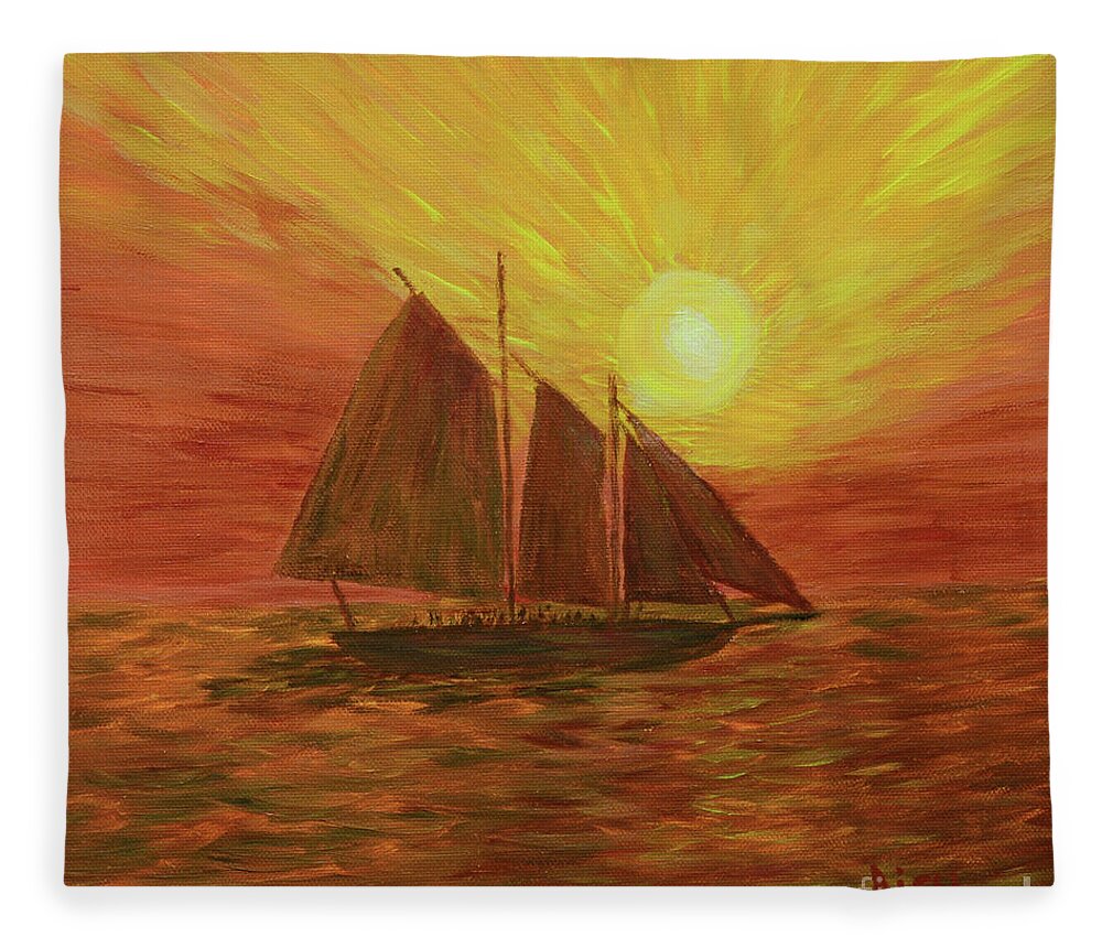 Sailing Fleece Blanket featuring the painting Key West Sailing by Aicy Karbstein