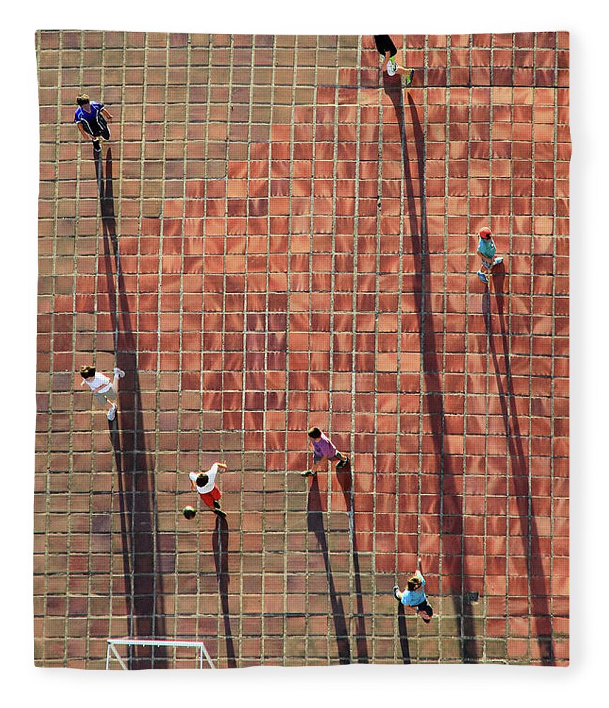 Shadow Fleece Blanket featuring the photograph Kids Playing Soccer by C. Quandt Photography