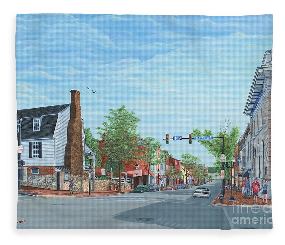 Alexandria Fleece Blanket featuring the painting King Street Old Town Alexandria by Aicy Karbstein