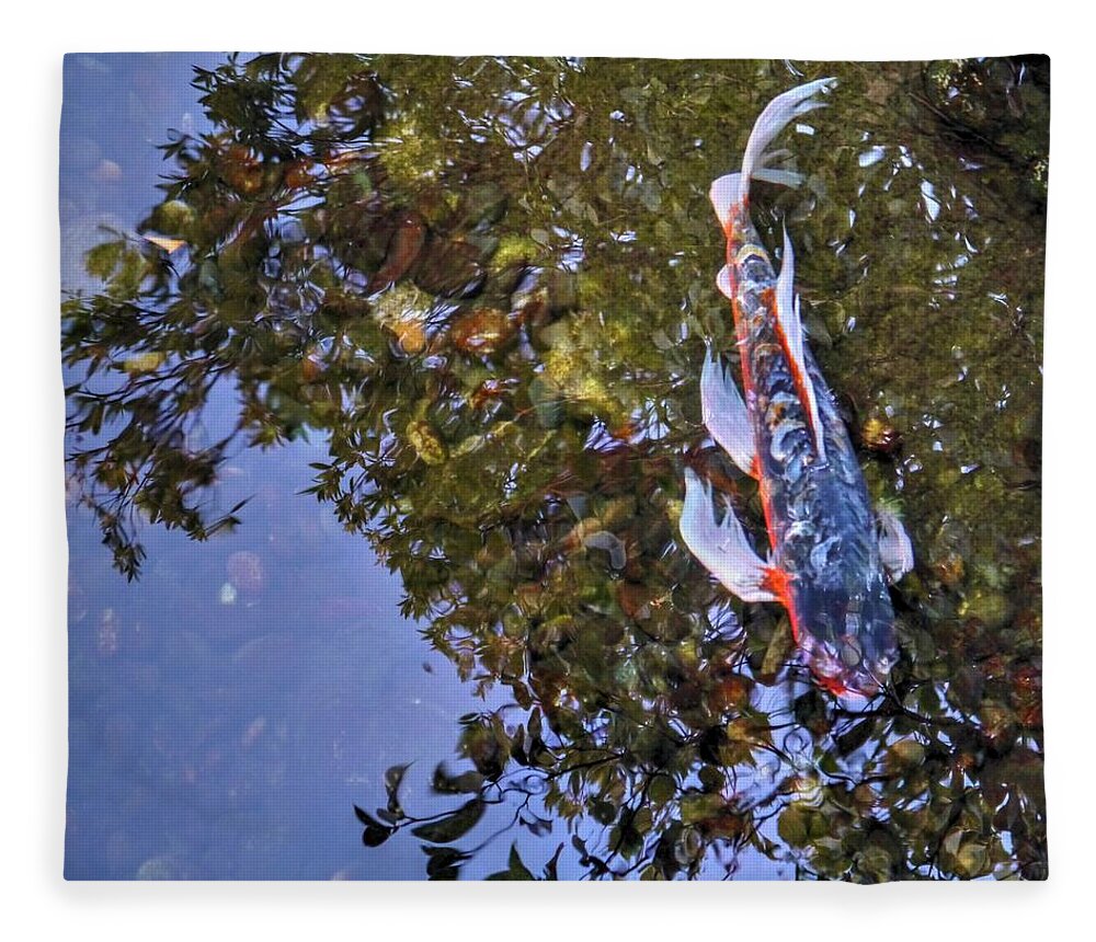 Koi Fleece Blanket featuring the photograph Koi Abstract by Peter Mooyman