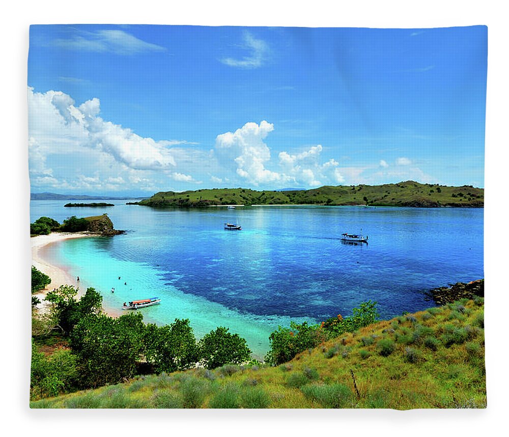 Scenics Fleece Blanket featuring the photograph Komodo Island by Barry Kusuma