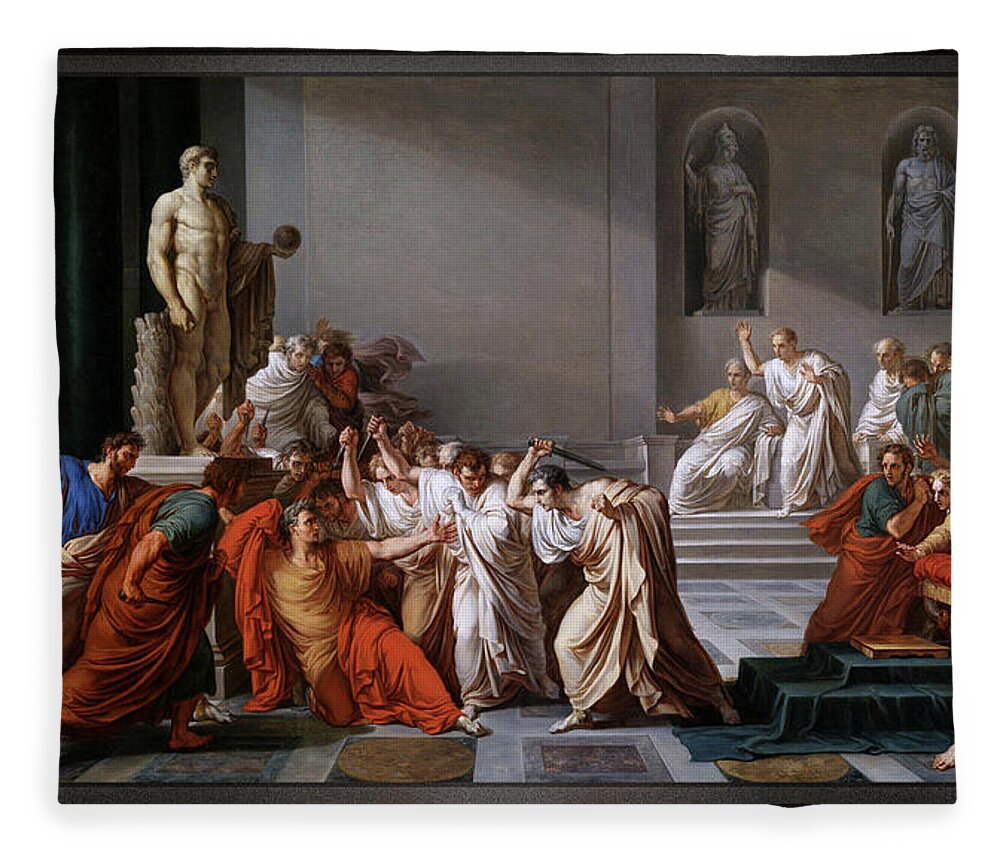 La Morte Di Cesare Fleece Blanket featuring the painting La morte di Cesare or The Assassination of Julius Caesar by Vincenzo Camuccini by Rolando Burbon