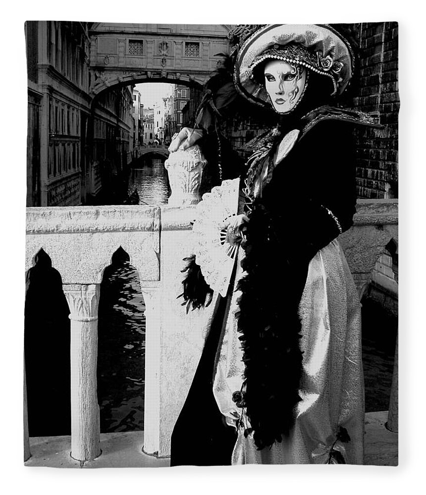 Carnivale Fleece Blanket featuring the photograph Lady and the Sigh by Donna Corless