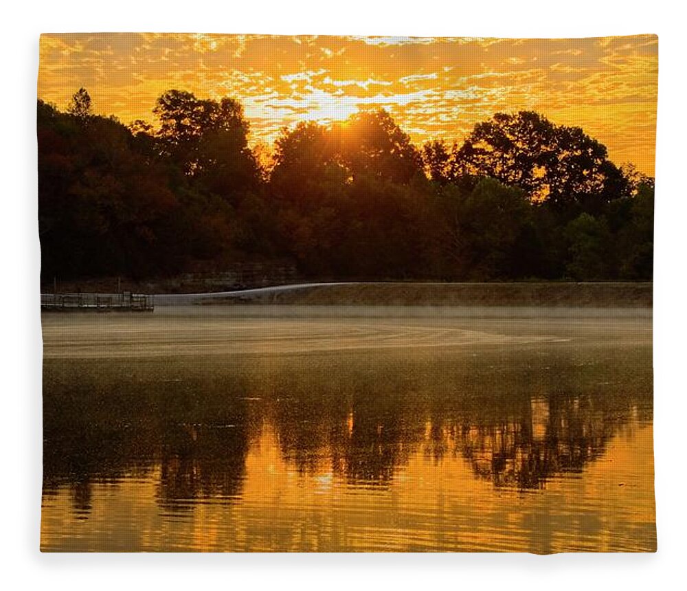 Nature Fleece Blanket featuring the photograph Lake Sunrise by John Benedict