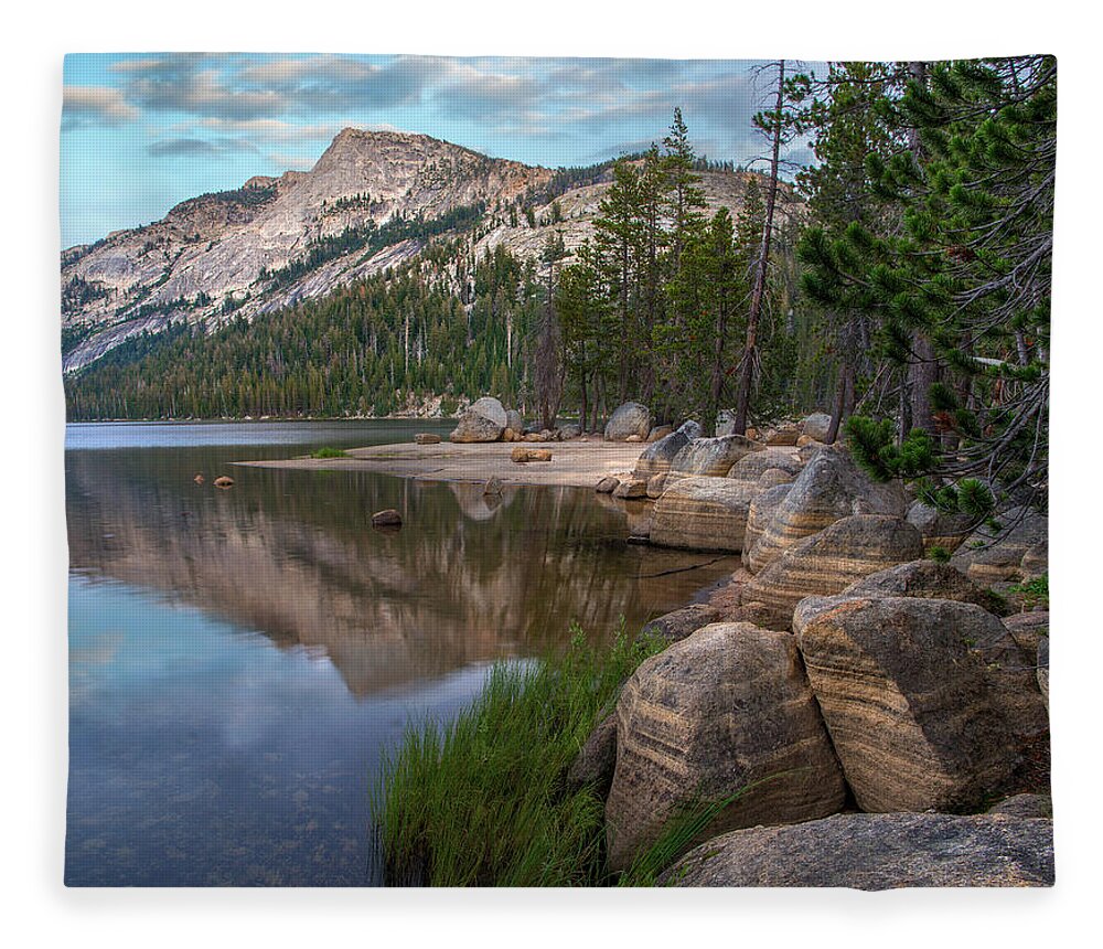 00574874 Fleece Blanket featuring the photograph Lake Tenaya And Sierra Nevada, Yosemite by Tim Fitzharris