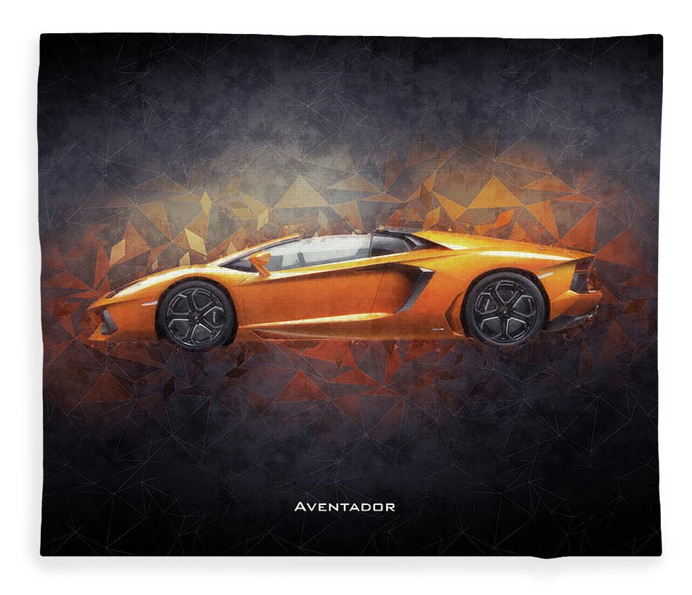 Lamborghini Aventador Fleece Blanket featuring the digital art Lamborghini Aventador by Airpower Art