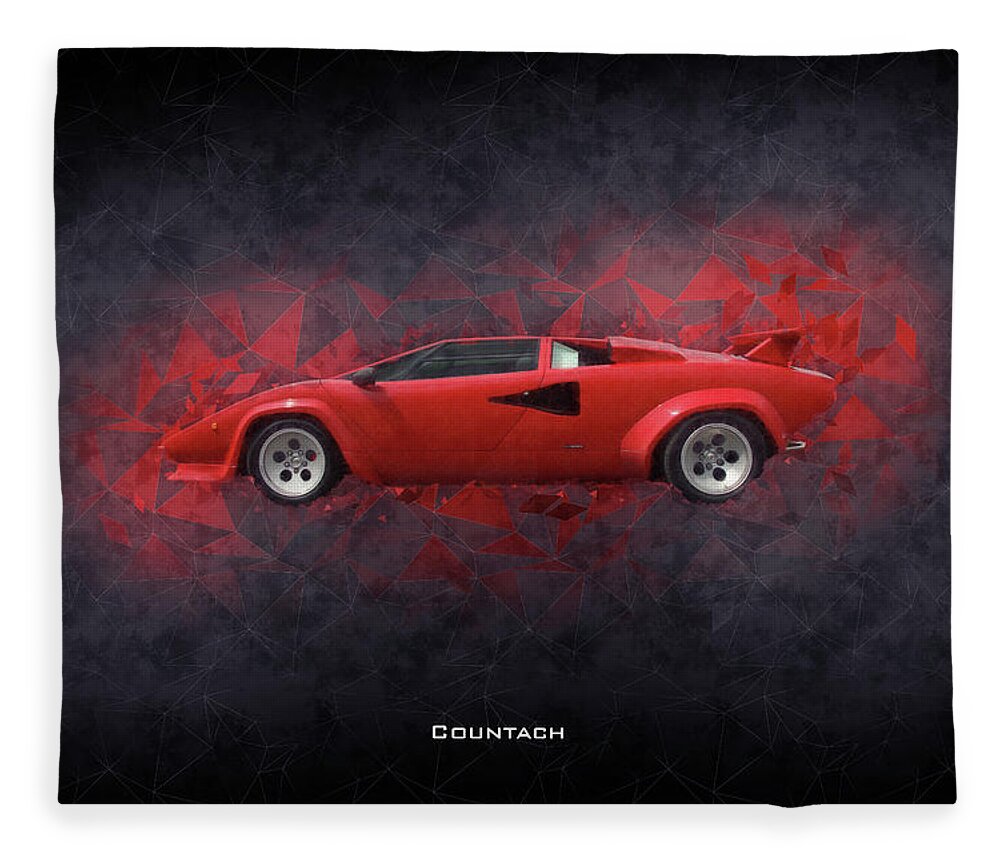Lamborghini Countach Fleece Blanket featuring the digital art Lamborghini Countach by Airpower Art