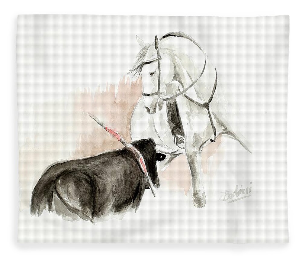  Fleece Blanket featuring the painting Lamina taurina 7 by Carlos Jose Barbieri