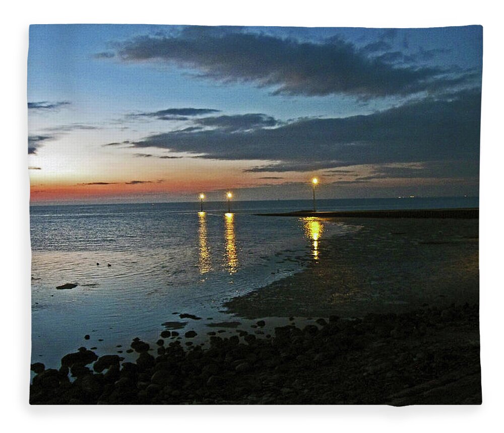 Lancashire Fleece Blanket featuring the photograph LANCASHIRE. Knott End. Sunset.. by Lachlan Main